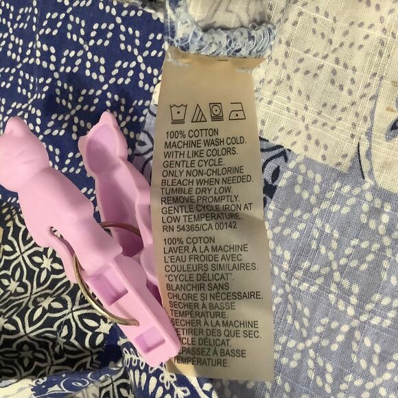 Blue Patchwork Western Cowboy Prairie Cottagecore Shabby Chic Button Up Shirt 14 - Picture 5 of 8